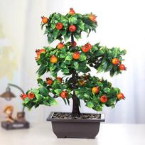Artificial Plant Bonsai Orange Plastic Pots+Small Fruit Tree Potted for Home Living Room Flower Shop Hotel Wedding Party Decor