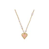 CHANEL 23k Love Classic Double C Pearl Necklace Women’s Gold auksas