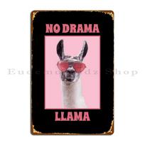 DORA Tin Sign Llama No Drama Lama With Sunglasses Metal Sign Party Home Vintage Personalized Funny Tin Sign Poster 20x30cm（7.8x11.8inch）
