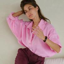 Spring Summer Versatile Lazy Casual Shirt Women's Fashionable Solid Color Loose Shirt Cardigan Shirt S rožinė