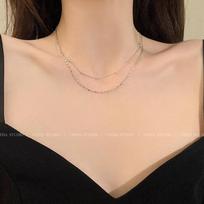 Double Layer S925 Sterling Silver Choker Necklace for Women - Light Luxury, High-End, Stackable Plain Chain Clavicle Necklace 925 Silver auksas
