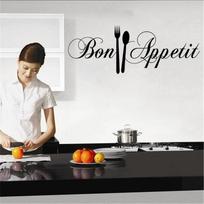 Kitchen Bon Appetit Wall Sticker Knife and Fork Removable Wall Decal Family Home Sticker Home Decor