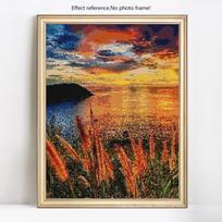 Deimantinė siuvinėjimo jūros saulėlydžio peizažas deimantinė tapyba pasidaryk pats pilnas apvalus kryželiu 20X30CM orange