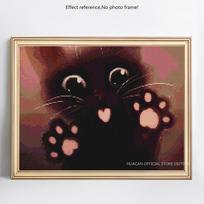 Deimantinis siuvinėjimas Animal Deimantinis tapyba Katės paveikslas Kalnų krištolas 20X30CM black