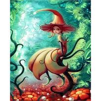 5D DIY Diamond Painting Cross Stitch Forest Witch Round Diamond Embroidery Classic Style Rhinestone 20X30CM