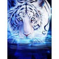 Viso apvalaus gręžimo deimantinis siuvinėjimas Tiger 5D „pasidaryk pats“ deimantinis dažymas kryželiu krištolinis 20X30CM blue