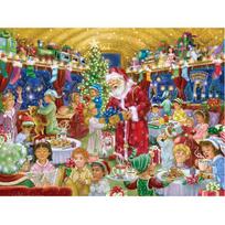 5D DIY Full Round Drill Diamond Painting Santa Claus Gives Presents Mosaic Embroidery 20X30CM blue