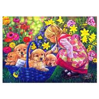 „Pasidaryk pats“ deimantinis paveikslas, pilnas apvalus kalnų krištolas, 5D siuvinėjimas, gėlių šuniuko siuvinėjimas kryželiu 20X30CM yellow