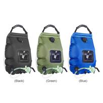 Water Bag 20 Liters Outdoor Camping Hiking Solar Shower Bag Heated Camping Shower Mountaineering Water Bag Hose Switchable Shower Head žalia