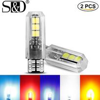 2 vnt. Naujausia T10 W5W Led lemputė automobilio lemputė 6SMD 3030 194 192 168 2825 WY5W led automobilių valstybinio numerio lempa kupolo skaitymo DRL lemputės DC 12V 6000K balta mėlyna