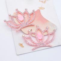 10 vnt. 62*43 mm Paminkštintos karūnos Siuvimui ant Scrapbookingo Plokščių Amatų Aksesuarai Dekoracijos Cirkonio Pleistrai rožinė