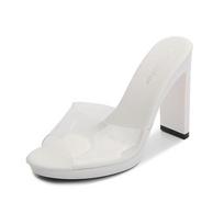 Moterų vasaros šou Manekeno batai Stiletto Sexy Black Sandalai aukštakulniai 9053 serija 11 cm kulnas 1,5 cm platforma LFD 34 balta