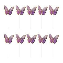 10Pcs Cake Topper Clear Texture Easy to Clean Creative Exquisite Butterflies Decoration Birthday Wedding Dessert Accessories violetinė