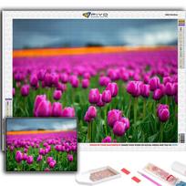 Diamond Embroidery Flowers Tulips 5D DIY Diamond Painting Cross Stitch Rhinestone Full Round 20X30CM purple