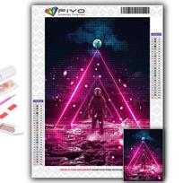 Pilnas 5D „Pasidaryk pats“ deimantinis paveikslas, Cyberpunk geometrinė estetika, 5D deimantinis paveikslas Full Round 20X30CM black