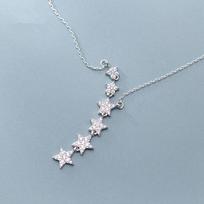 Tassel Zircon Star Pendant Necklace For Women Choker Engagement 925 Sterling Silver Jewelry Dz825