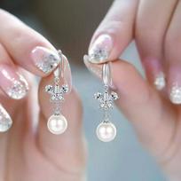 New Fashion Crystal Butterfly with Imitation Pearl Drop Earrings Elegant Bridal Wedding Jewelry Top Quality Earring for Women balta