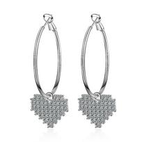 925 Sterling Silver Big Loops Huggie Hoops Earrings for Women Crystal Love Heart Hoop Earrings Fit for Kids Girls Aros Aretes
