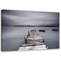 Canvas print, Pier lake landscape 60x40 pilka spalva