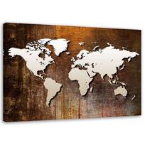 Canvas print, World map on wood 60x40 ruda