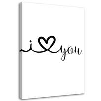 Canvas print I love you 40x60 balta/juoda
