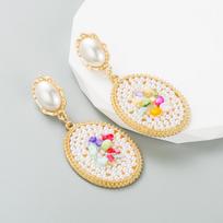 Women's Creative Turquoise Pearl Earrings Long Style Elegant Earrings Personality Drop Earrings OneSize