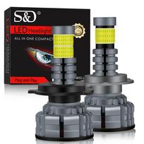 2vnt 18000LM H7 LED H1 H8 H11 H4 Led priekinis žibintas 3D COB lustai 9005 HB3 9006 HB4 9012 HIR2 Led automobilio lempa 360° automatinė turbo balta 6500K 12V 9005 HB3