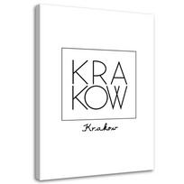 Canvas print Inscription Krakow 40x60 juoda/balta