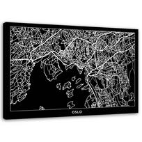 Canvas print City Map of Oslo 60x40 juoda/balta