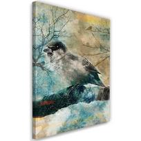 Canvas print Bird on Branch Vintage 40x60 mėlyna