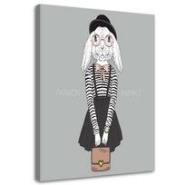 Canvas print Girl Bunny Grey 40x60 pilka spalva