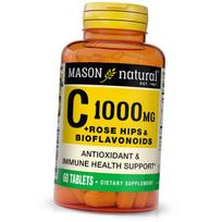 Vitaminas C su rožių klubais ir bioflavonoidais, vitaminas C 1000 su rožių klubais ir bioflavonoidų kompleksu, Mason Natural 60 skirtukų (36529032) 60tab
