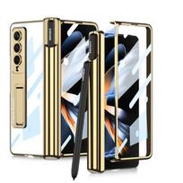 Magnetinis vyrių rašiklio laikiklio dėklas, skirtas Samsung Galaxy Z Fold 4 5g Fold 4 permatomas dėklas, atsparus smūgiams dangtelis su grūdinto stiklo plėvele for Galaxy Z Fold 4 black