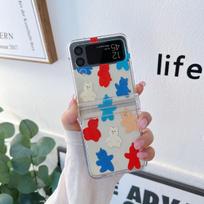 For Samsung Galaxy Z Flip 4 3 Case Cute Cartoon Painted Colorful Transparent Folding Shockproof Protection Back Case Accessories for Samsung Z Flip 3
