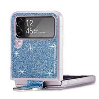 Prabangus Madingas Blizgantis Piršto Žiedo Dėklas Samsung Galaxy Z Flip4 5g Flip 4 Flip3 Flip 3 Sulankstomas Dangtelis Samsung Flip4 for Samsung Z Flip 4 mėlyna