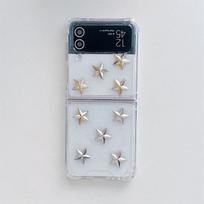 For Samsung Galaxy Z Flip 4 3 Case 3d Pentagram Round Nail Folding Transparent Shockproof Hard Back Cover For Zflip4 Flip3 Cover For Samsung Z Flip 4
