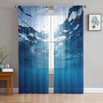 Langai Roko Jūros vaizdai Baltos tiulio užuolaidos Svetainei Miegamajam Vaikų kambariui Virtuvės lango dekoras Permatomos voilinės užuolaidos 1 PCS W100XH250cm