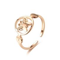 1vnt Metalinis vėjo žiedas Personality Open Ring Reguliuojamas lydinio žiedas one size beige
