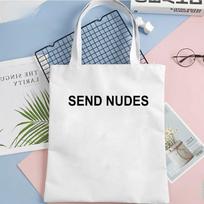 send nudes shirt shopping bag tote shopper reusable eco shopper canvas bag fabric woven bolsas ecologicas sac cabas grab 24*26cm