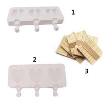 JMGT-50 3-heart Ice Cream Silicone Mold Fondant Decoration Sugar Gum Paste Cake Tool 3D Chocolate Mousse Mould