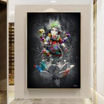 Indų dramblio dievo drobės tapyba Abstrakti religija Ganesha LLotus sieniniai plakatai ir spaudiniai Graffiti paveikslėlis Namų dekoravimas be rėmelio 21*30cm