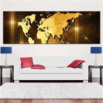 Abstract Yellow Golden World Map Digital Canvas Painting Posters and Prints Wall Art Pictures Living Room Home Decor No Frame 20*40cm