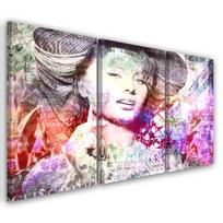 Three piece picture canvas print Sophia Loren 60x40 rožinė