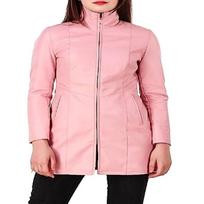 NOORA Moteriškas ėriuko odos rožinis odinis paltas | Midi Shinny Western odinis paltas XS
