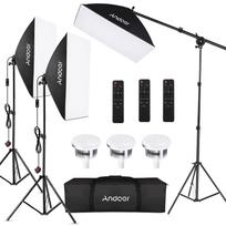 „Andoer Studio Photography Light Kit“ „Softbox“ apšvietimo rinkinys su 85 W 2800K-5700K dviejų spalvų temperatūra UK Plug black