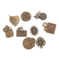 9 vnt. senoviniai bronziniai steampunk laikrodis Gears pakabukai kaklo papuošalai