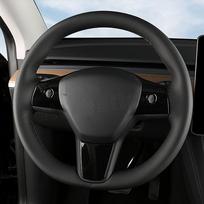 For Tesla Model 3 Model Y 2023   3Pcs Car Interior Accessories Steering Wheel Decor Stickers Carbon Fiber juoda