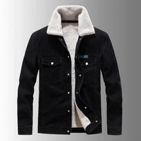 Vyriškas džinsinis velvetas Polar Fleece šiltas paminkštintas striukė M juoda