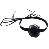 Elegant Women Punk Goth Choker Adjustable Length Lace Camellia Decoration Necklace Short Necklace Jewelry Gift juoda