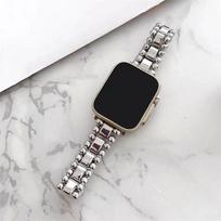 Apyrankė skirta Apple Watch Ultra Series 8 7 6 SE54321 dvigubų metalinių karoliukų apyrankė, skirta iWatch nerūdijančio plieno dirželio sulankstomam užsegimui 38mm 40mm 41mm sidabras